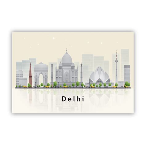 DELHI INDIA Illustration Skyline Poster Modern Skyline - Etsy