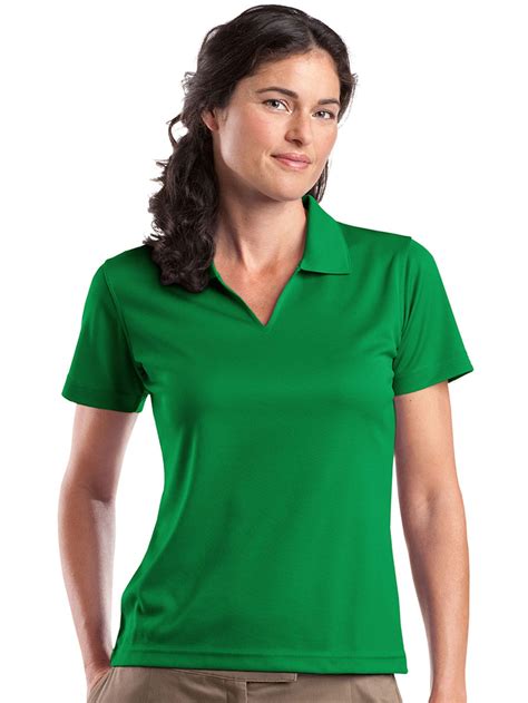 Sport-Tek - Sport-Tek Women's V Neck Lightweight Wick Moisture Polo Shirt_Kelly Green_2XL ...