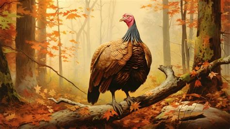 Thanksgiving Screensaver Turkey in the Woods Vintage TV Art Landscape ...