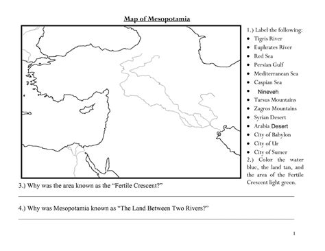 Ancient Mesopotamia Map Activity - Draw A Topographic Map