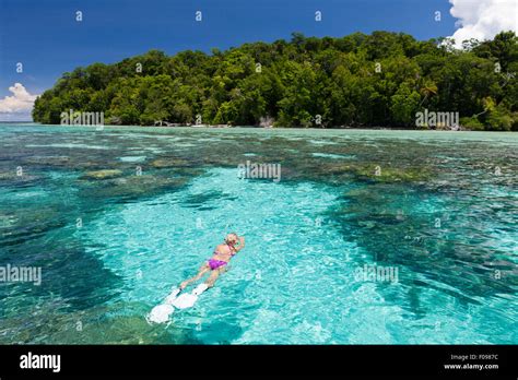 Snorkeling at Solomon Islands, Marovo Lagoon, Solomon Islands Stock ...