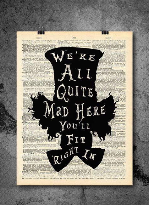 Mad Hatter Alice In Wonderland - Quote Wall Art - Vintage Art | Wall ...