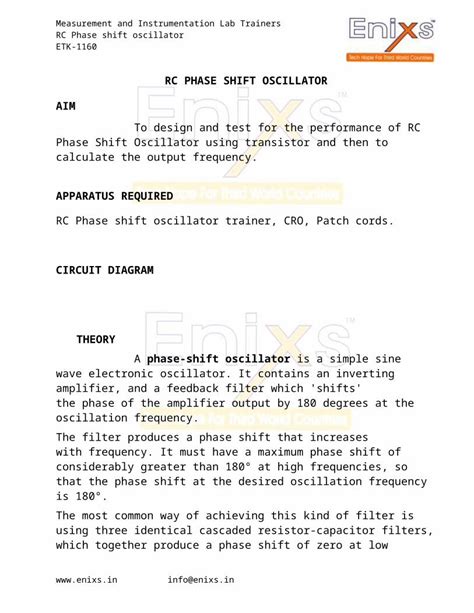 (DOC) RC Phase Shift Oscillator Using Transistor - DOKUMEN.TIPS