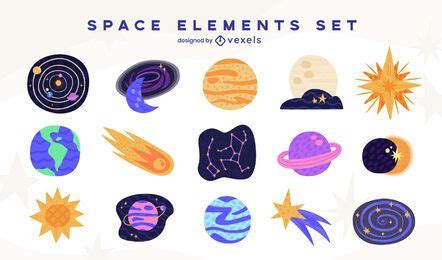 Space Elements Set Vector Download