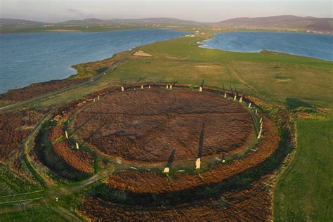 Ring of Brodgar, Neolithic henge and stone circle on the Mainland, the largest island in Orkney ...