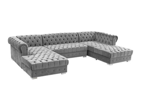 Glam Black Velvet Button Tufted Sectional Sofa JULIA Galaxy Home Contemporary – buy online on NY ...