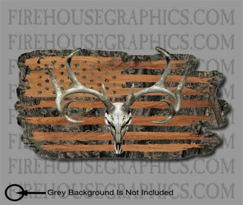 AMERICAN FLAG CAMOUFLAGE Whitetail Buck Skull Oak Wood Hunting Deer Decal $5.99 - PicClick