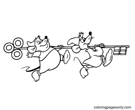 Cinderella Jaq And Gus Bring A Lock Coloring Page - Free Printable ...