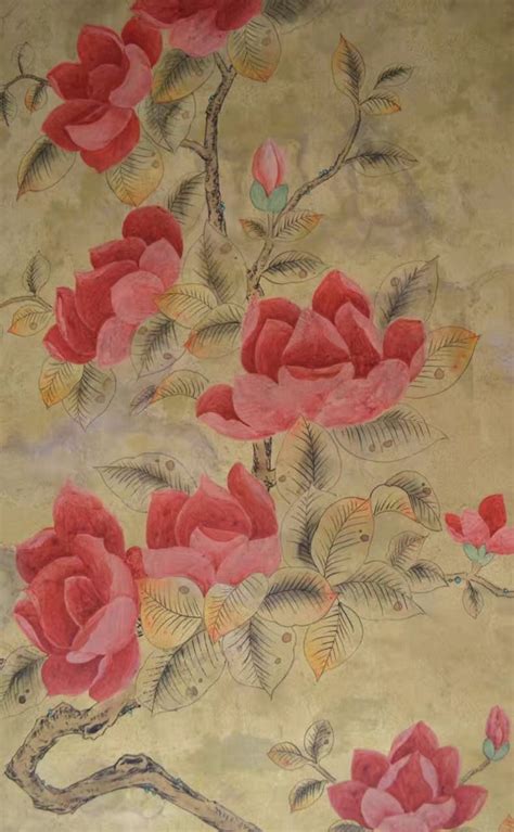 Japanese Garden Wallpaper Hand Painted Wallpapers on Antiqued - Etsy