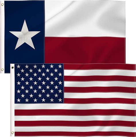 Amazon.com : Texas and American US Flags,Embroidered Stars 210D Nylon ...