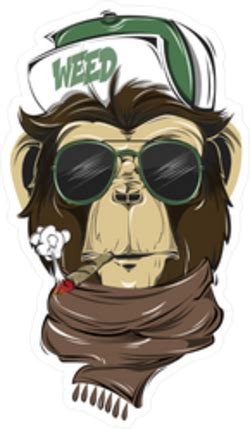 Hipster Weed Smoking Monkey Sticker