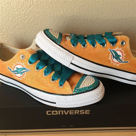 Miami Dolphins Handmade Converse, Miami Dolphins Converse Sneakers