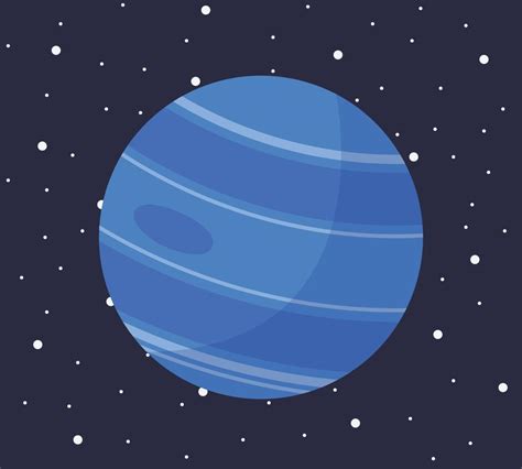 Cartoon solar system planet in flat style. Planet neptune on dark space with stars vector ...