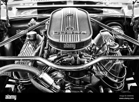 Engine Ford Shelby Mustang GT500 Eleanor (black and white Stock Photo - Alamy