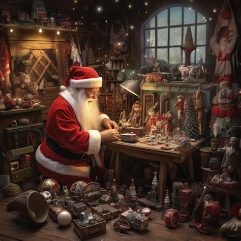 Premium AI Image | Santa's North Pole Workshop Elves Crafting Christmas ...