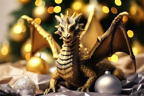 Premium AI Image | Dragon among New Year's decorations