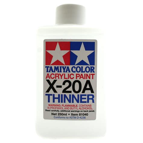Tamiya X Acrylic Paint Thinner X-20A 250ml Modellers Accessory Airbrush Spraying 4950344964451 ...