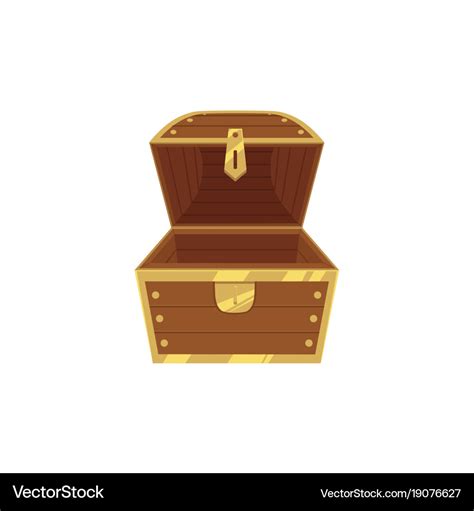 Open empty wooden pirate treasure chest Royalty Free Vector