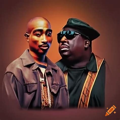 Iconic hip-hop artists 2pac and biggie posing together