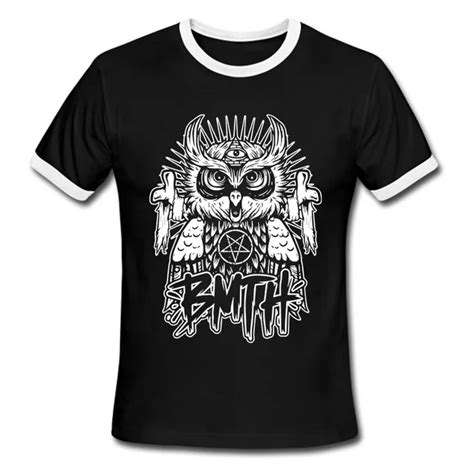 New Deathcore Metalcore Rock N Roll Camisa Owl Black T shirt Men Apparel Mens Clothing Top Tees ...