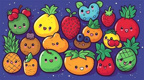 Premium AI Image | Cute fruit illustration vector art