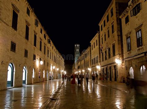 Dubrovnik by Night (Stradun) Editorial Photography - Image of calmness ...