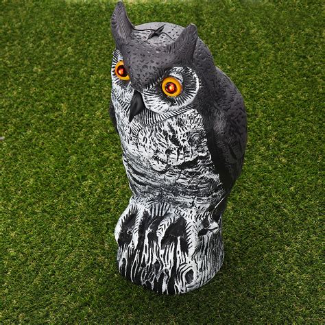 Owl Decoy with Sounds & Eye Lighting, Hunting Decoy Electric Fake Owl Decoy Garden Decor ...