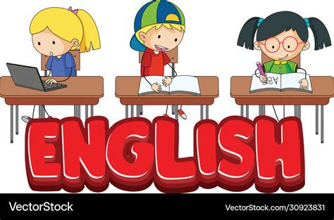 Font design for word english with students Vector Image