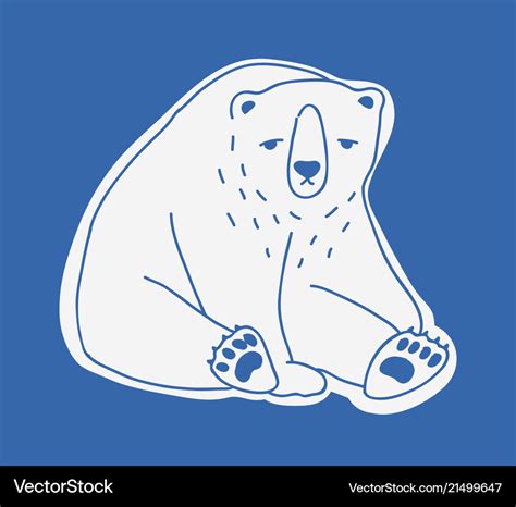 Sad cute adult polar bear hand drawn with contour Vector Image