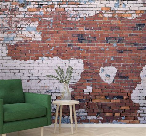 Cracked brick texture brink mural - TenStickers