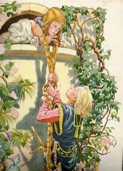 Illustration from the Brothers Grimm tale, Rapunzel, by Feodor ...