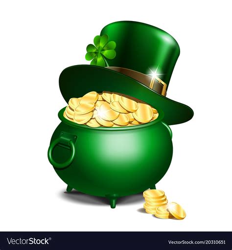 Leprechaun hat and pot of gold Royalty Free Vector Image