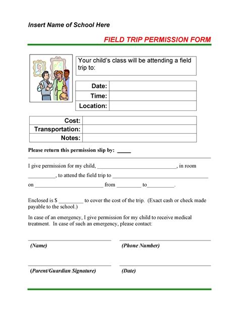 35 Permission Slip Templates & Field Trip Forms