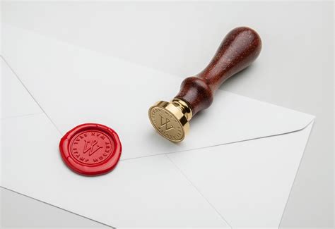 Free Red Wax Seal Stamp PSD MockUp - CreativeBooster