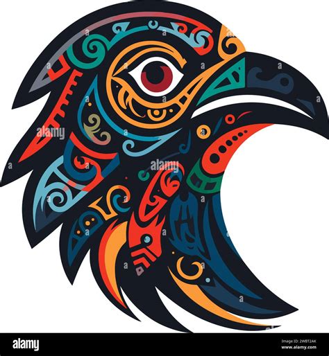 Vector ornamental ancient raven, crow illustration. Abstract historical ...