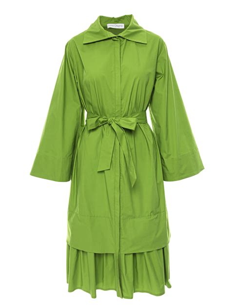 Lime green shirt dress with long sleeves