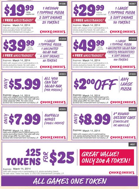 Chuck E Cheese printable coupons, end March 14 - al.com