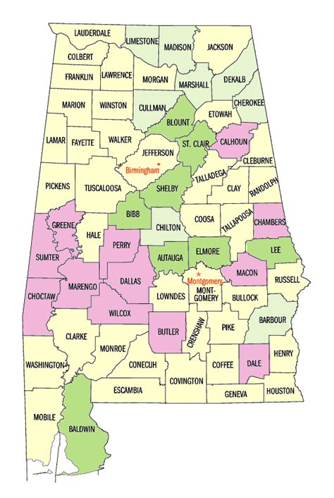 Alabama: Population, percent change, 1990 to 2000