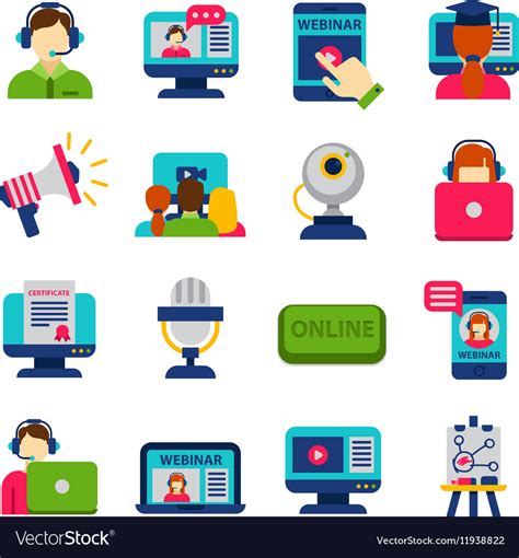 Webinar icons set Royalty Free Vector Image - VectorStock