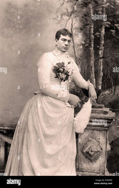 Strange portrait of man dressed in woman - Victorian era Stock Photo ...