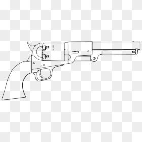 Colt Navy Revolver Clip Arts - Colt 1851 Navy Revolver Drawing, HD Png ...