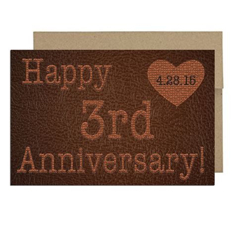 3rd Anniversary Card + Envelope | Leather Themed - Aesthetic Journeys Designs