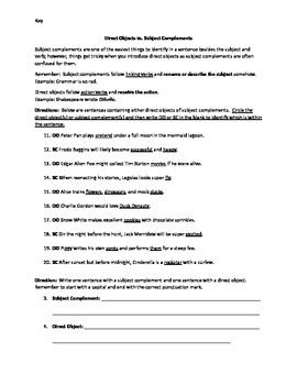 Subject complement worksheet with answers pdf - Worksheets Library