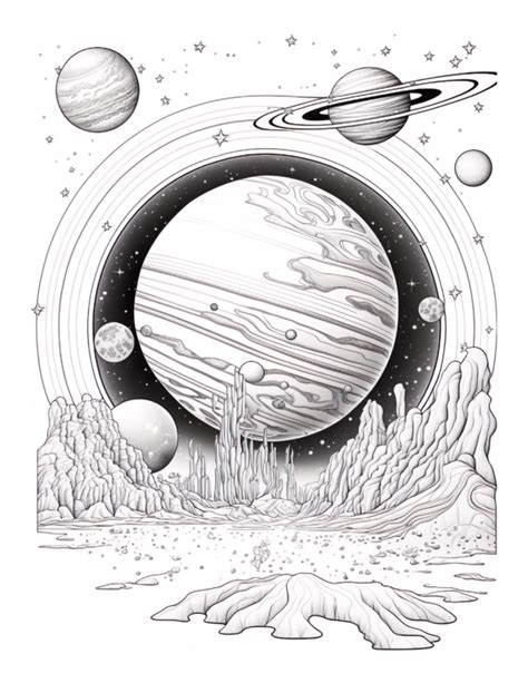 Free Printable Cosmic Vistas - Space Galaxy Coloring Page For Kids And ...