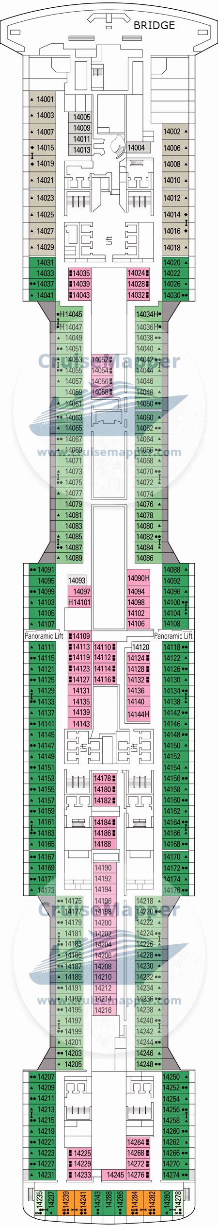 MSC Virtuosa deck 14 plan | CruiseMapper