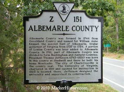 Albemarle County Z-151 | Marker History | Thomas jefferson, Virginia ...