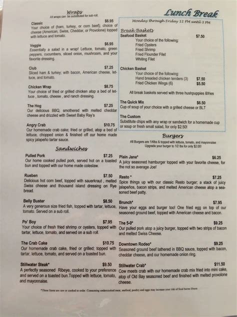 Stillwater Tavern Sports Bar & Grill Menu - Urbanspoon/Zomato