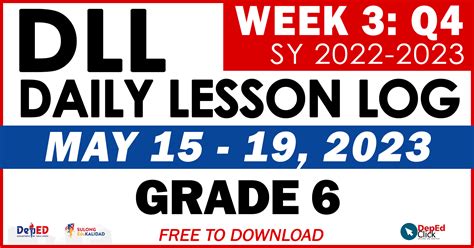 GRADE 6 DAILY LESSON LOG (Quarter 4: WEEK 3) MAY 15-19, 2023 - DepEd Click