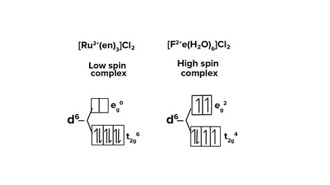 The d electron configuration of [Ruen3]Cl2 and [FeH2O6]Cl2 respectively ...