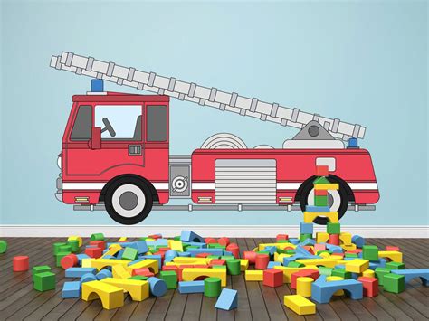 Firetruck Wall Sticker Kids Room Wall Decor Nursery Decal - Etsy